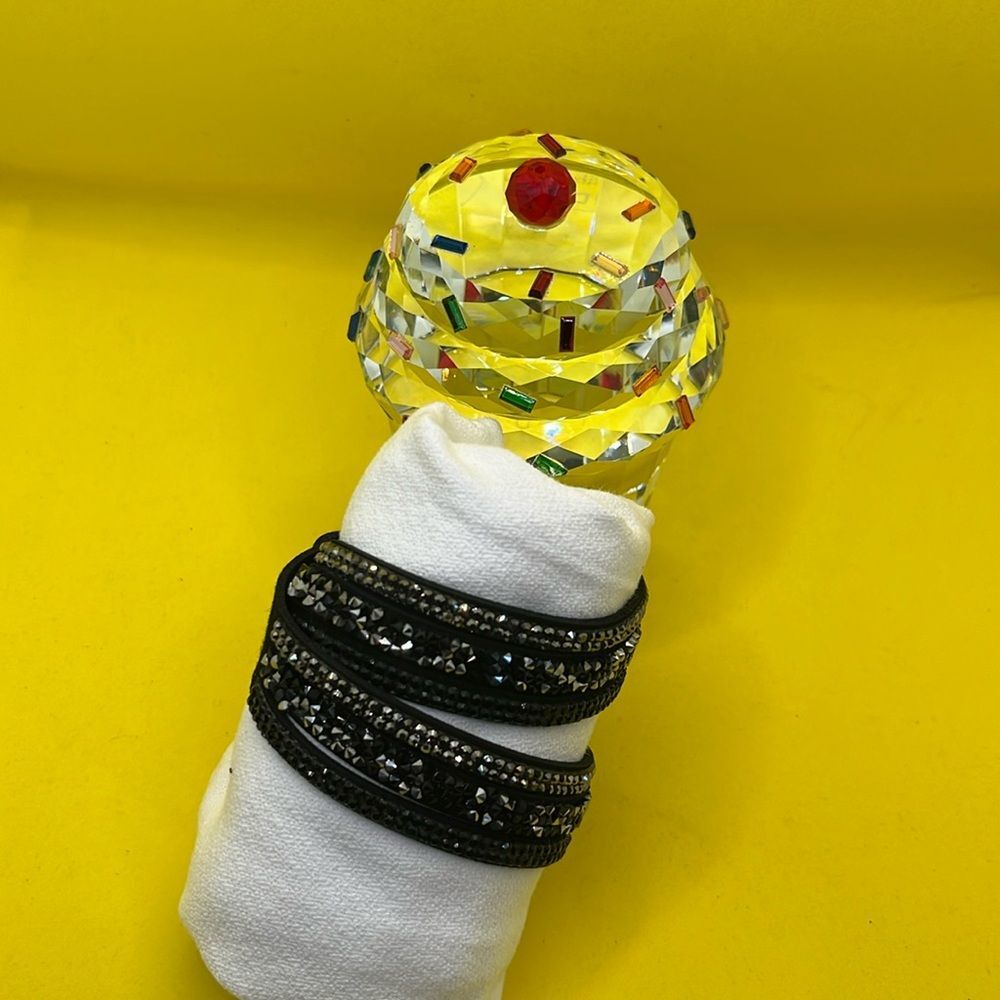 Black Rhinestone Elegant Chain 3 Layered Leather Bracelet Boho …